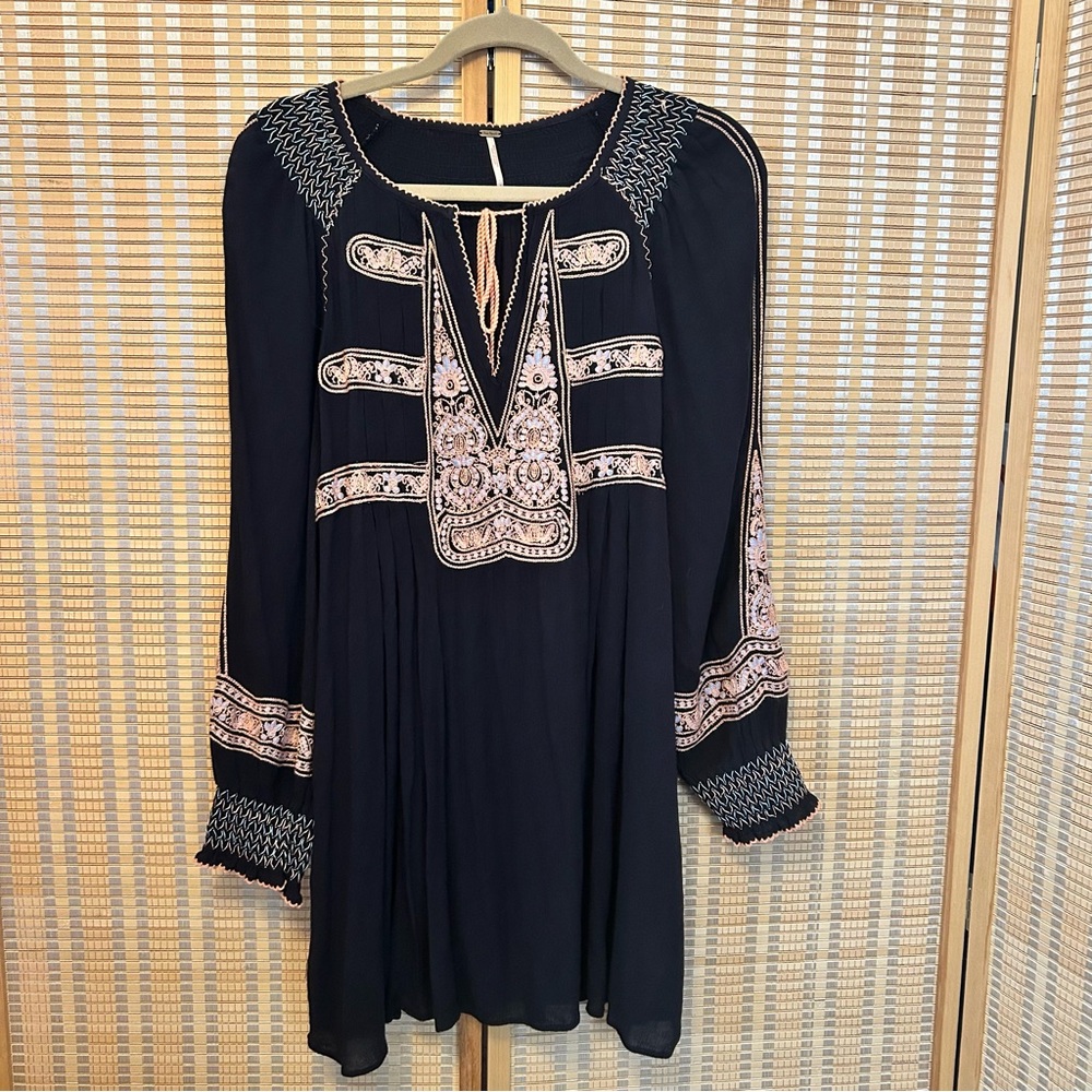 Free People Wind Willow Embroidered Boho Dress